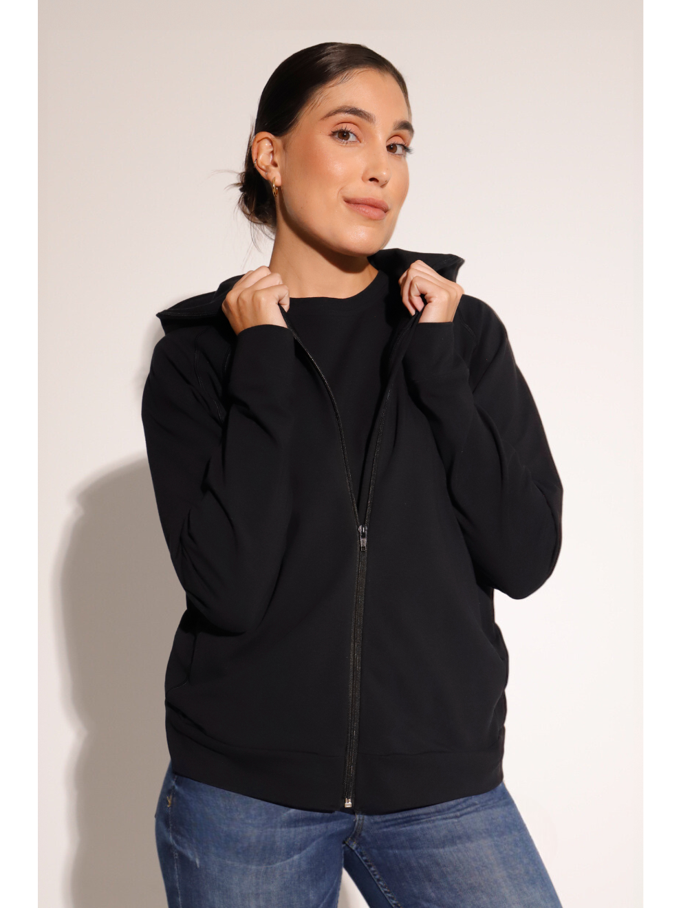 Breeth Travel Wear Cotton Ladies Black hoodie