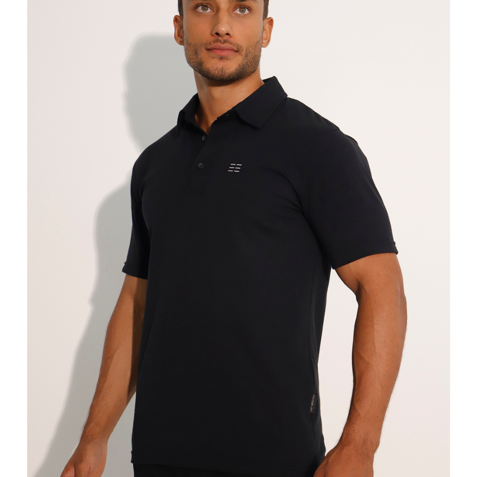 Breeth Cotton Travel Clothing Mens Black Polo Shirt