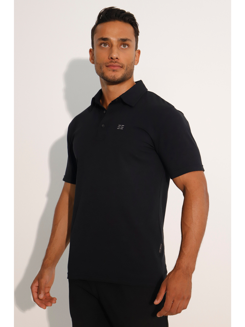 Breeth Cotton Travel Clothing Mens Black Polo Shirt