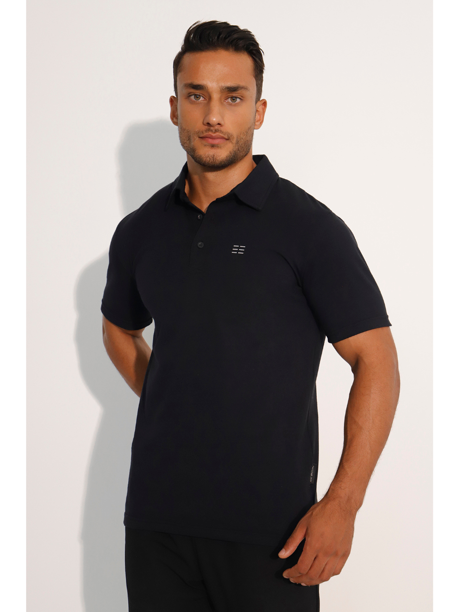 Breeth Cotton Travel Clothing Mens Black Polo Shirt