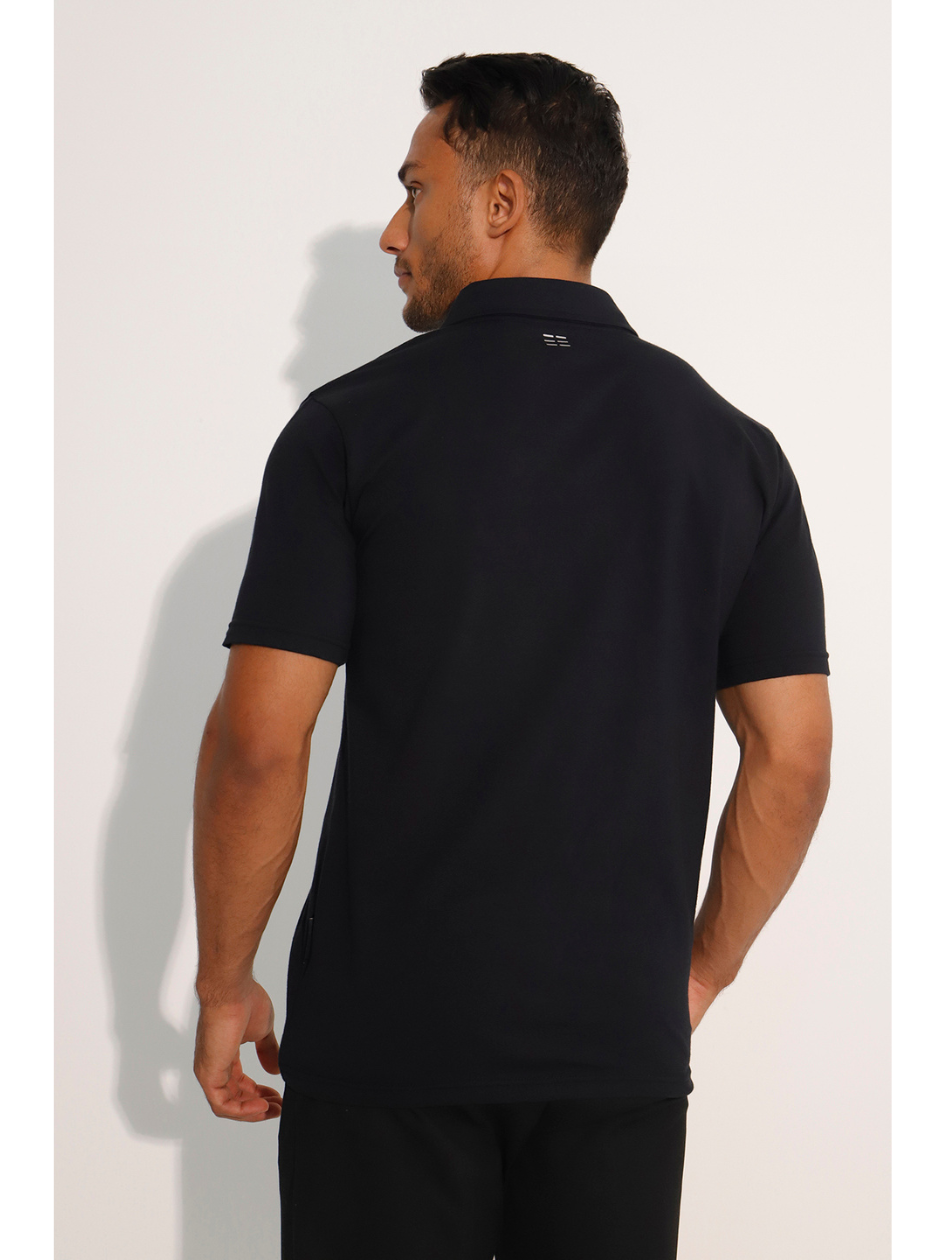 Breeth Cotton Travel Clothing Mens Black Polo Shirt