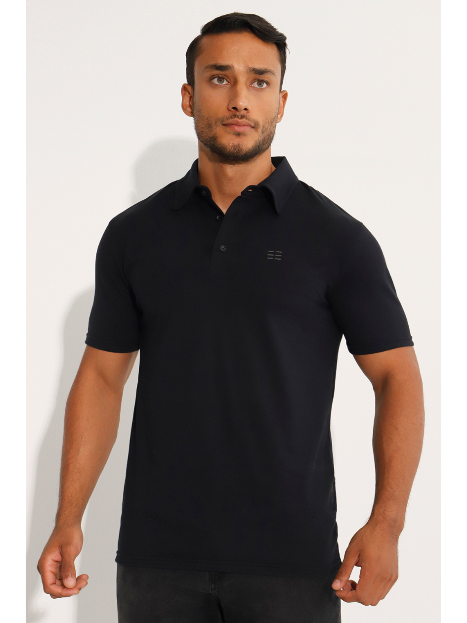 Breeth Cotton Travel Clothing Mens Black Polo Shirt