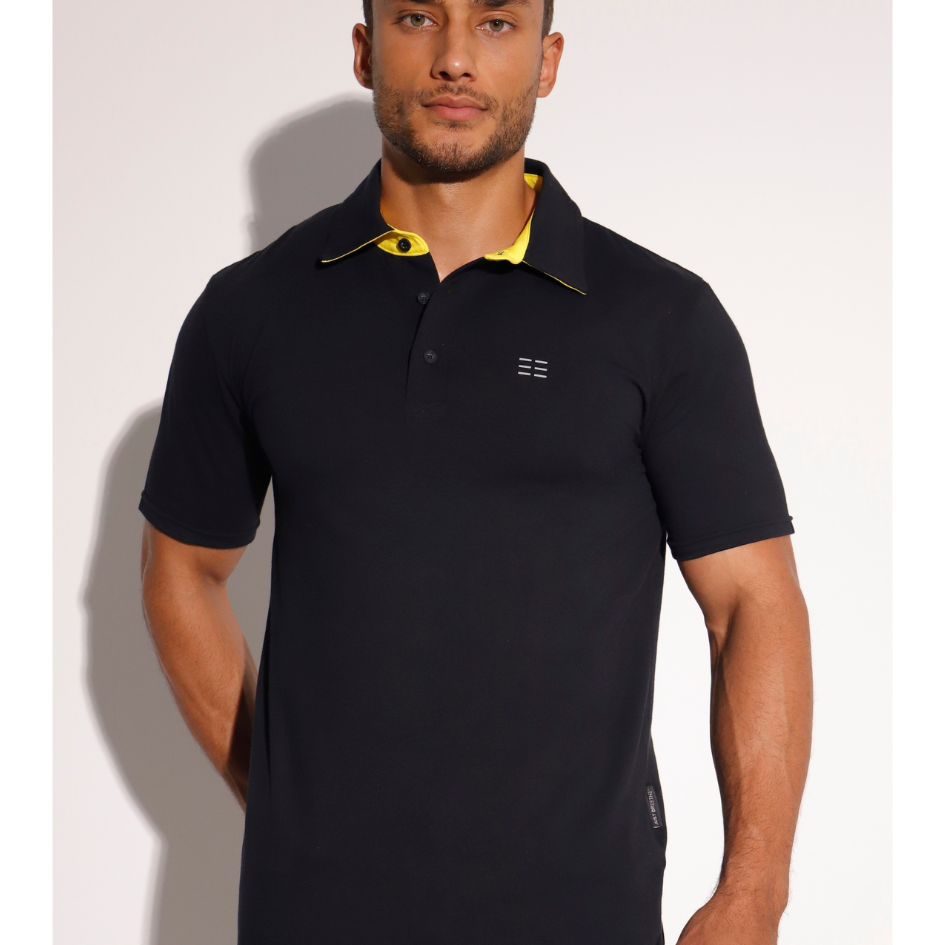 Breeth Cotton Travel Clothing Mens Black Polo Shirt