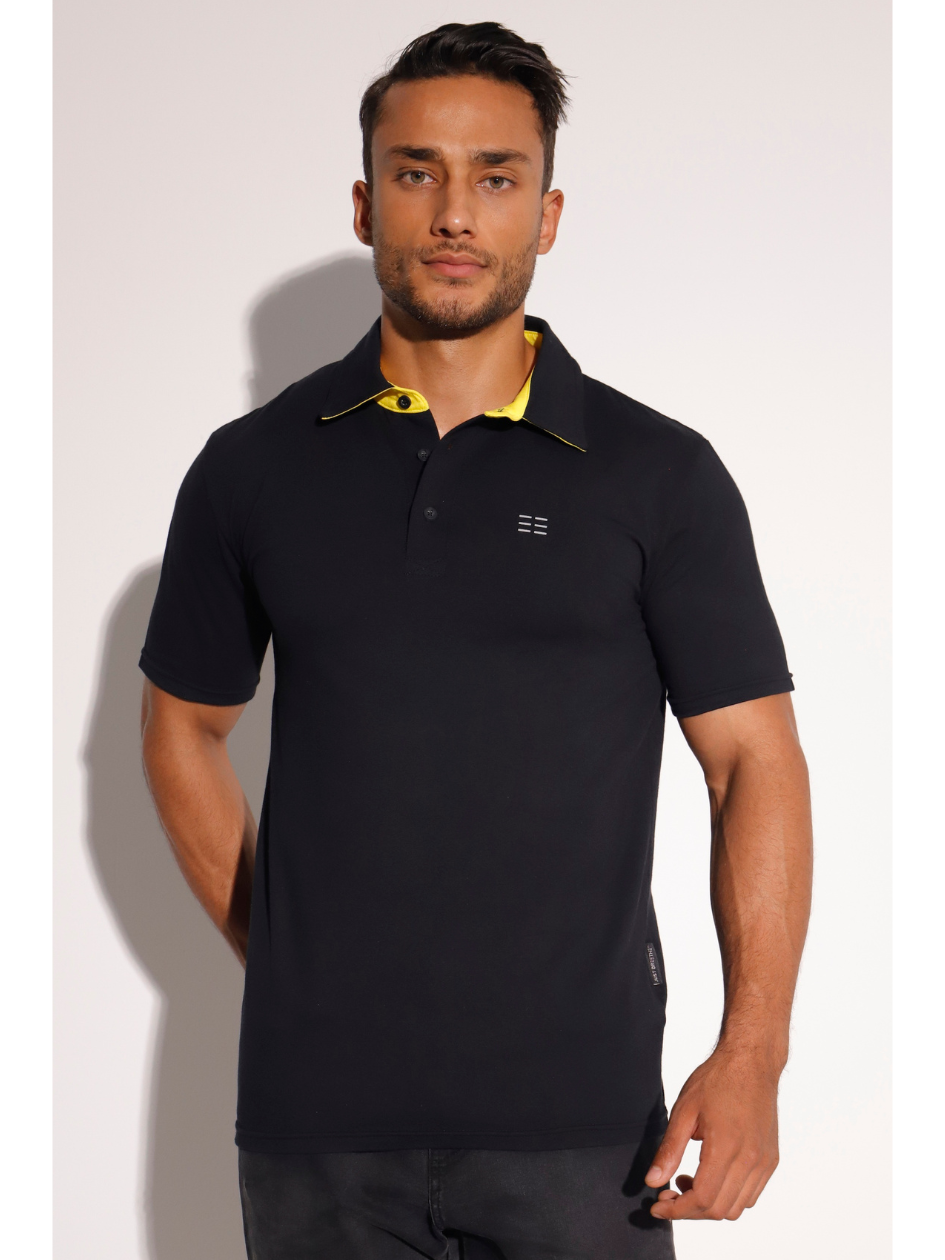 Breeth Cotton Travel Clothing Mens Black Polo Shirt