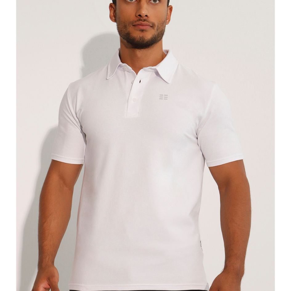 Breeth Cotton Travel Clothing Mens White Polo Shirt