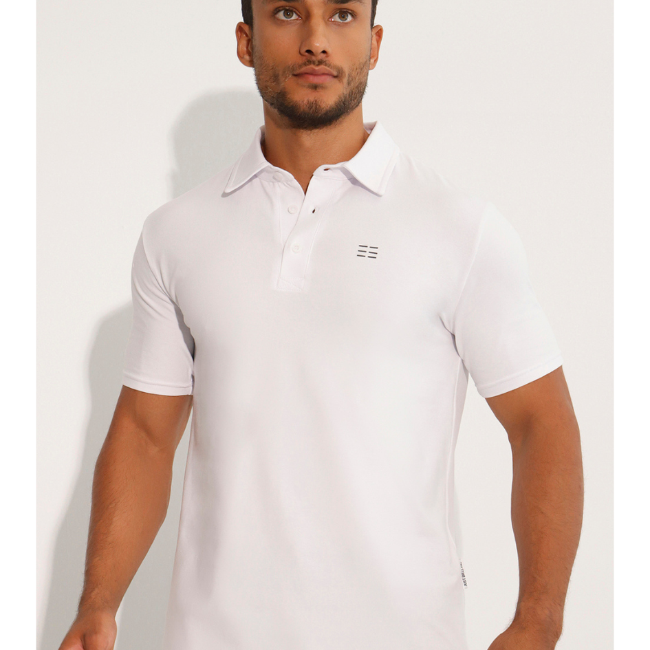 Breeth Cotton Travel Clothing Mens White Polo Shirt