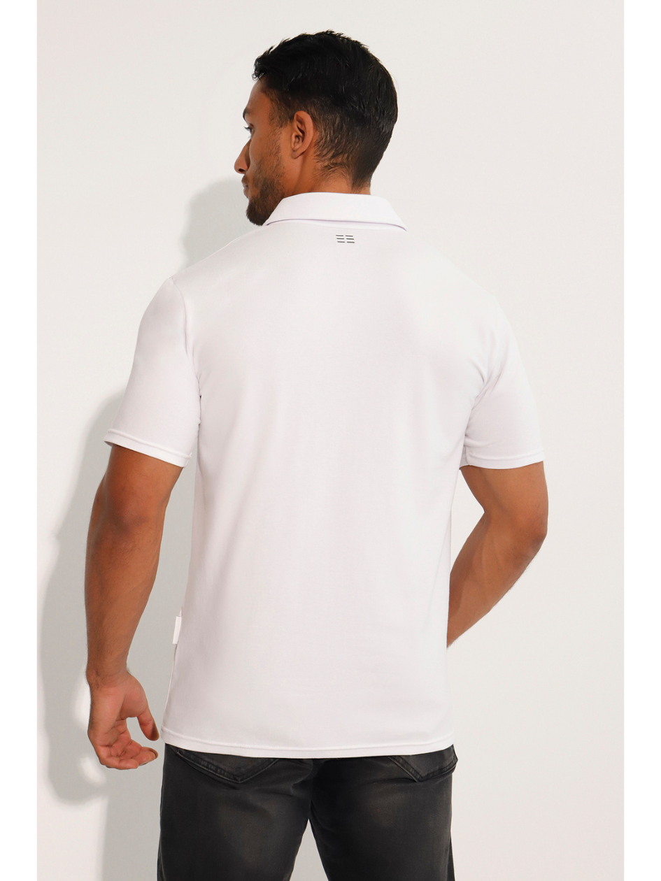 Breeth Cotton Travel Clothing Mens White Polo Shirt