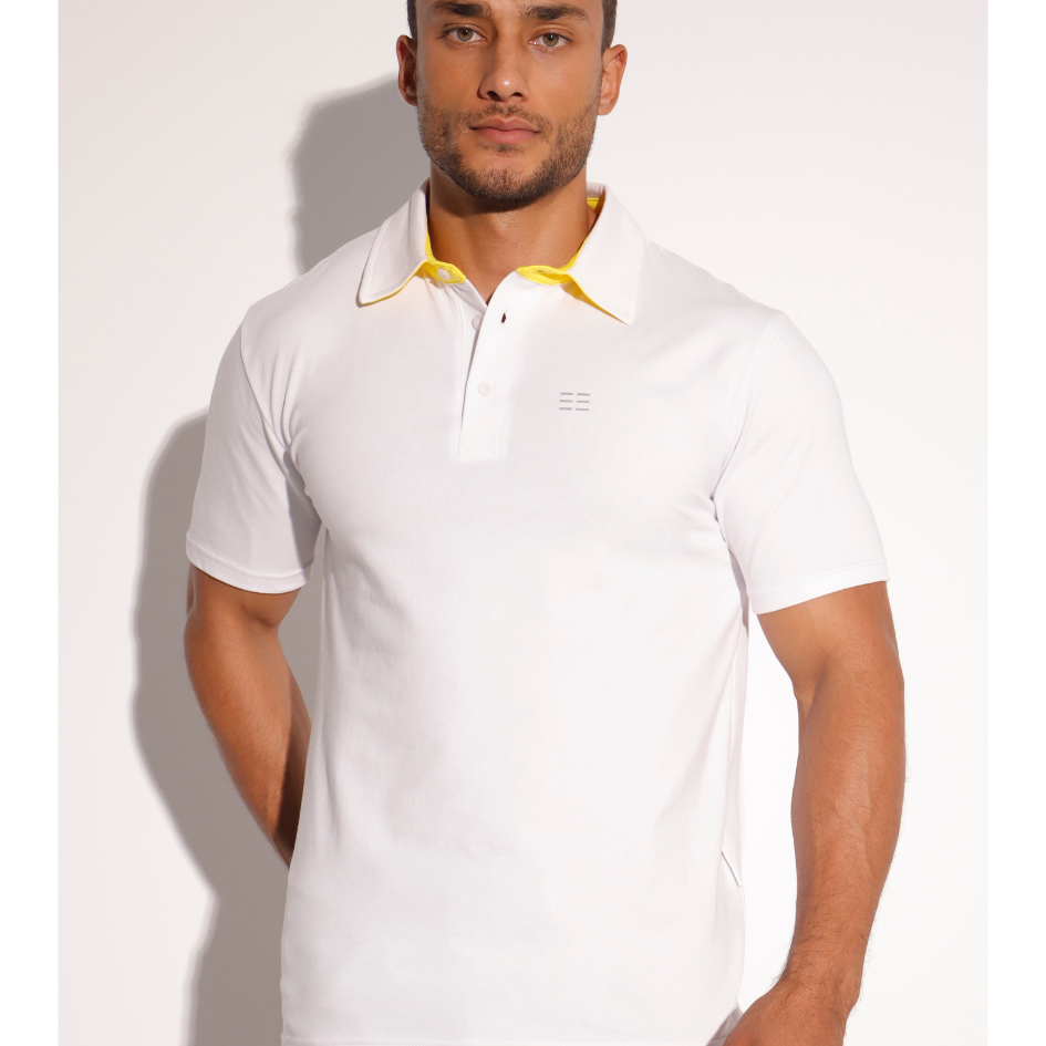 Breeth Cotton Travel Clothing Mens White Polo Shirt