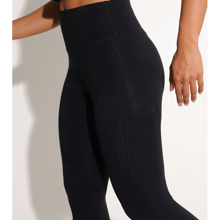 Womens Black Travel Leggings Breathable Cotton Travel Clothing Black Pale Blue