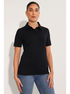 Breeth Cotton Travel Clothing Ladies Black Polo Shirt