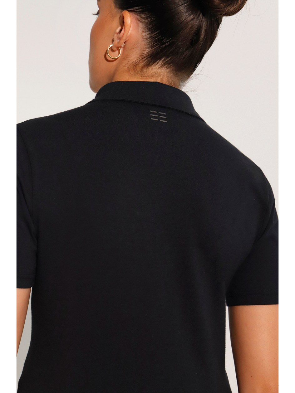 Breeth Cotton Travel Clothing Ladies Black Polo Shirt