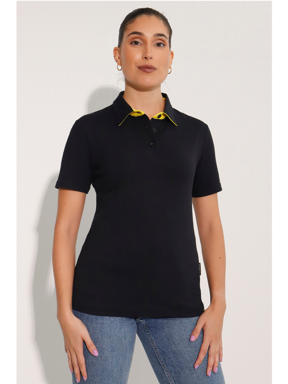 Breeth Cotton Travel Clothing Ladies Black Polo Shirt