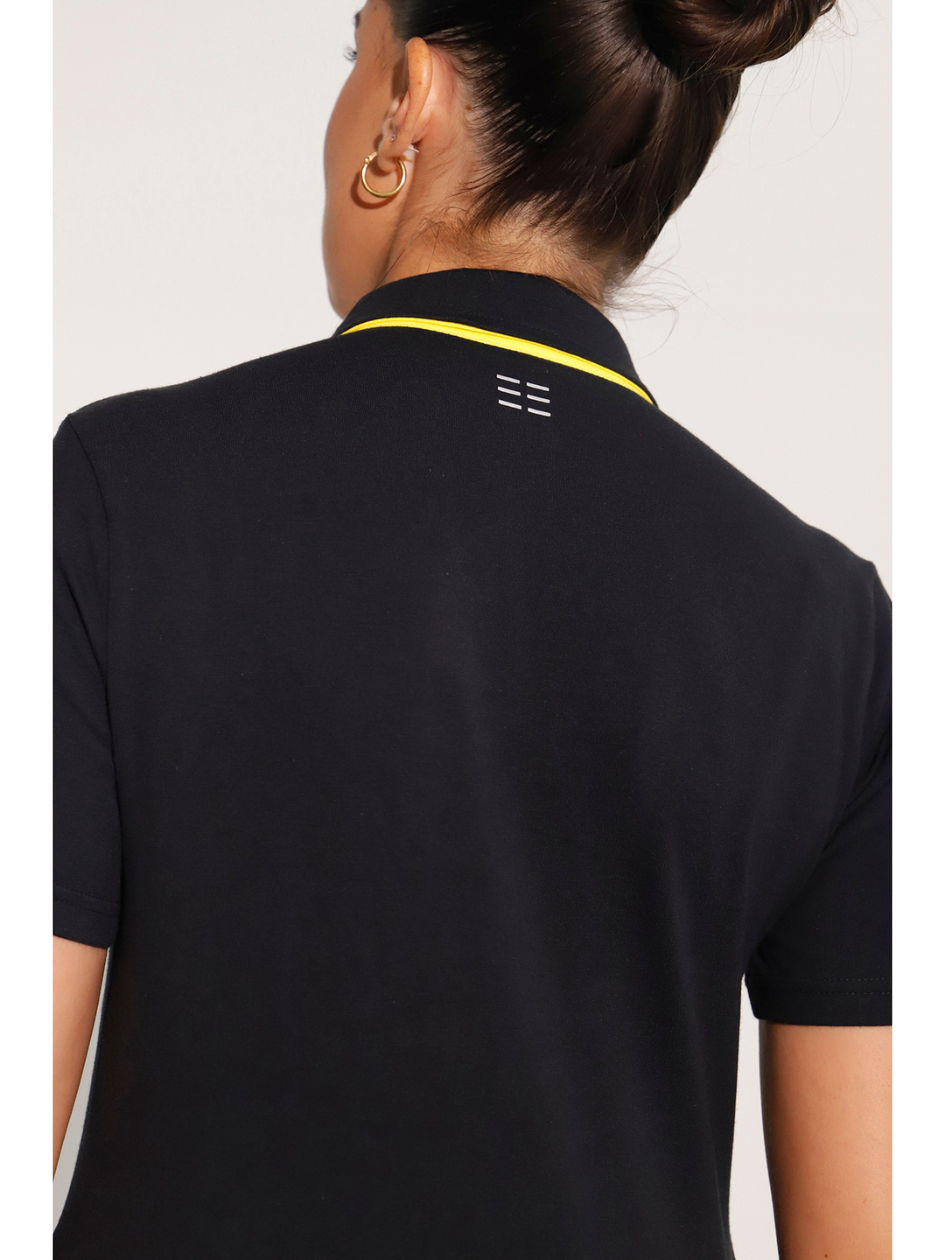 Breeth Cotton Travel Clothing Ladies Black Polo Shirt