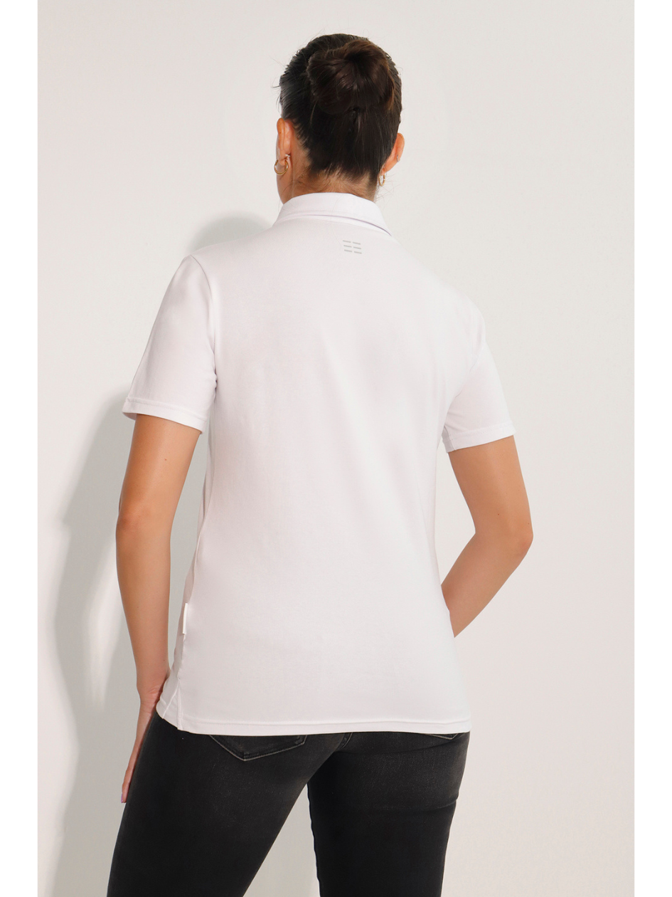 Breeth Cotton Travel Clothing Ladies White Polo Shirt