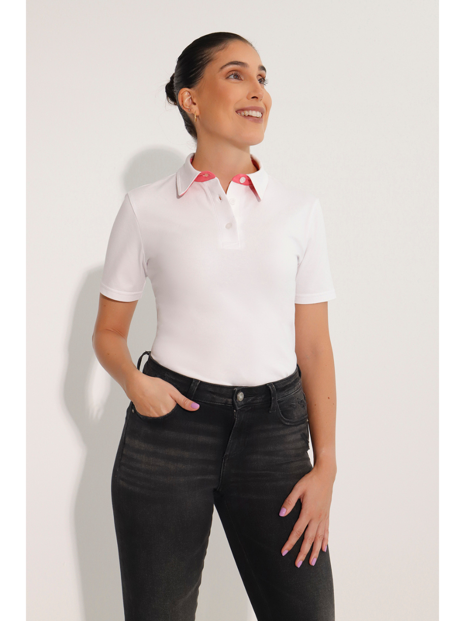 Breeth Cotton Travel Clothing Ladies White Polo Shirt
