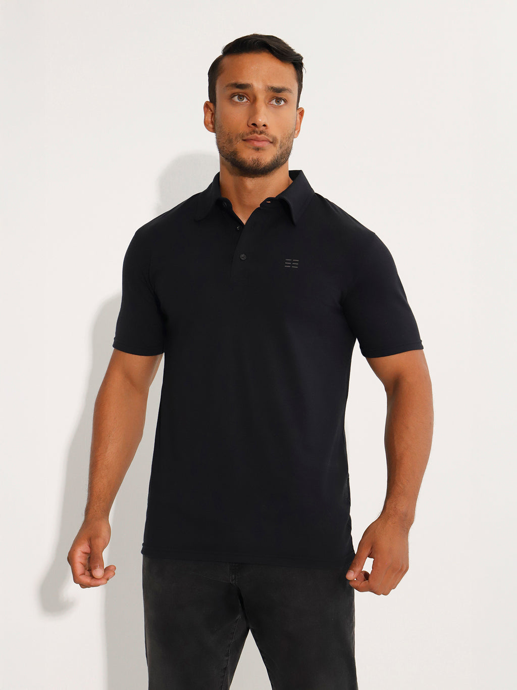 Men's Black Cotton Polo Shirt