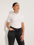 Women's White Cotton Polo Shirt