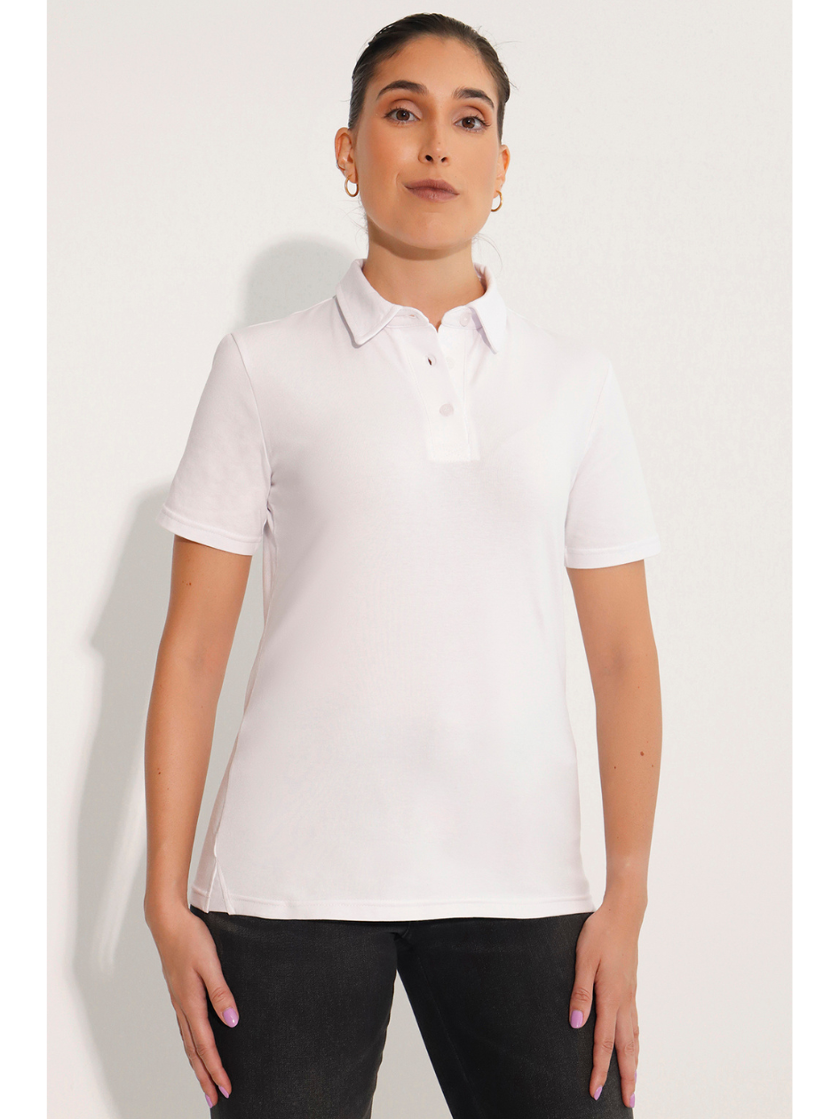 Breeth Cotton Travel Clothing Ladies White Polo Shirt