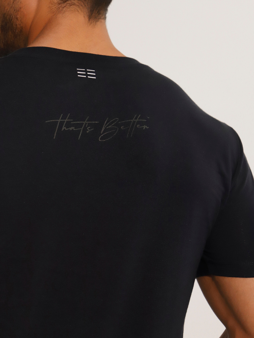 Men's Black Short Sleeve Cotton T-Shirt w Print