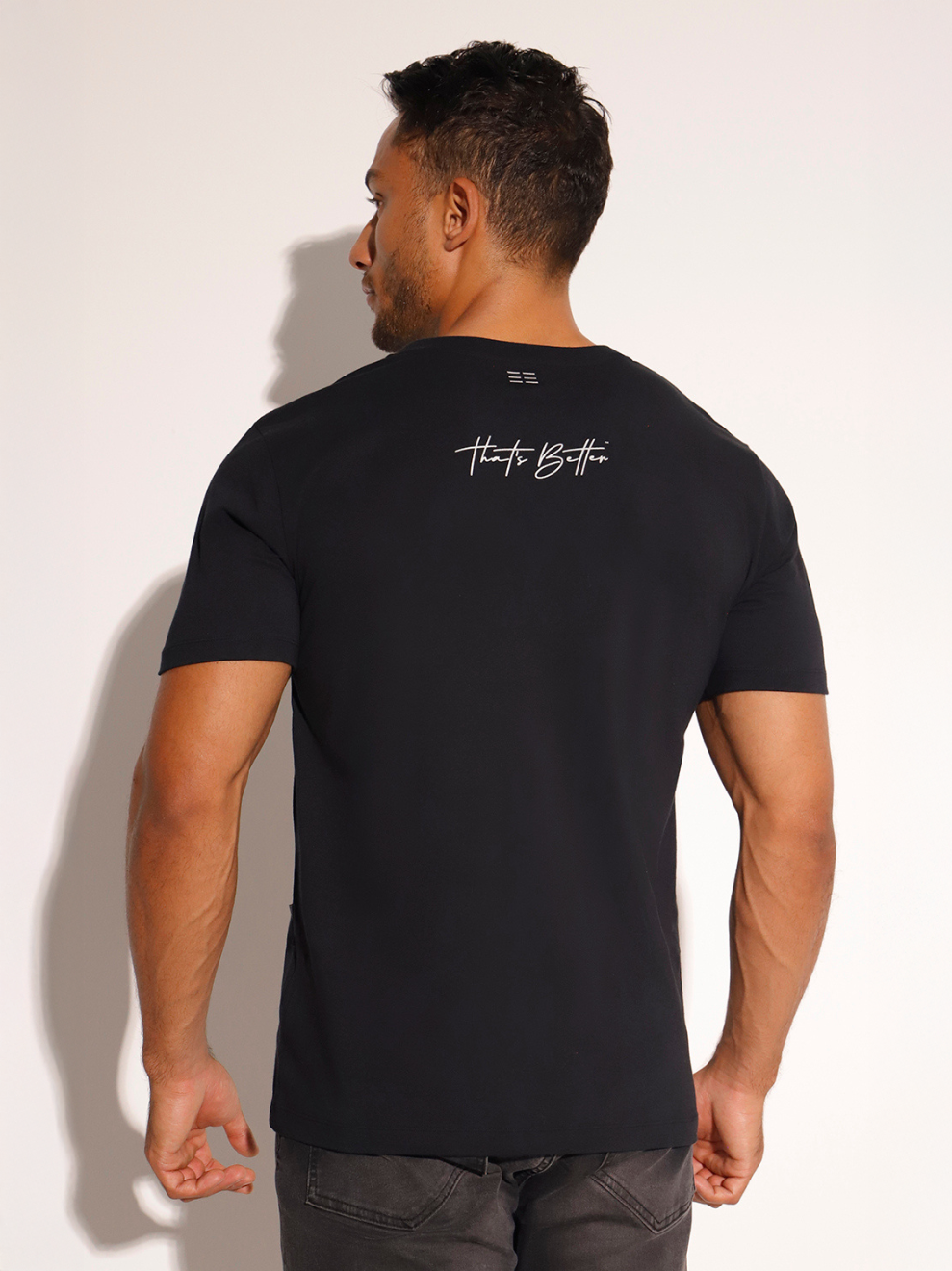 Men's Black Short Sleeve Cotton T-Shirt w Print