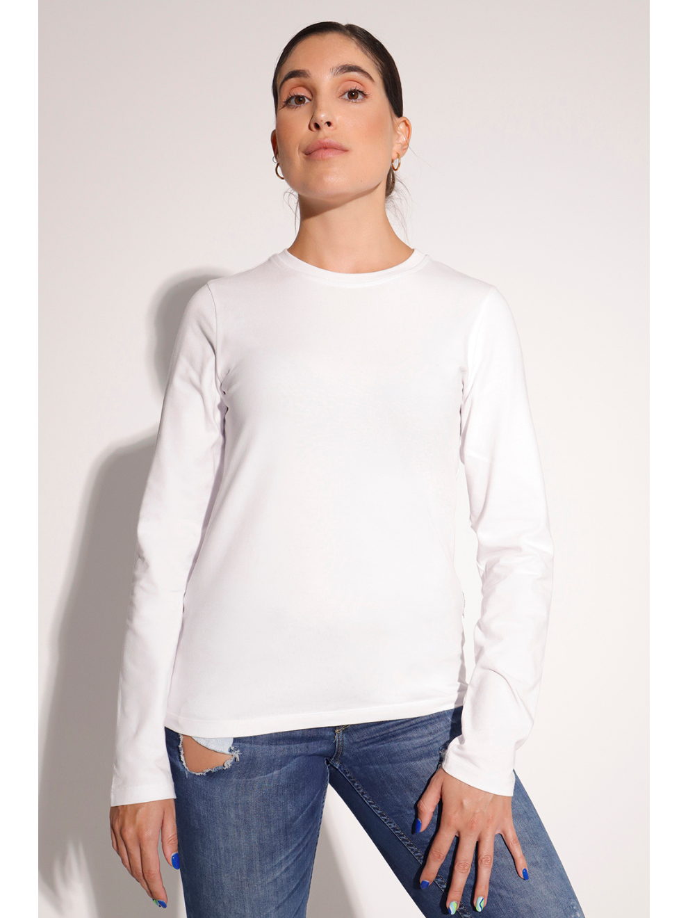 Women's Plain Long Sleeve Cotton T-Shirt