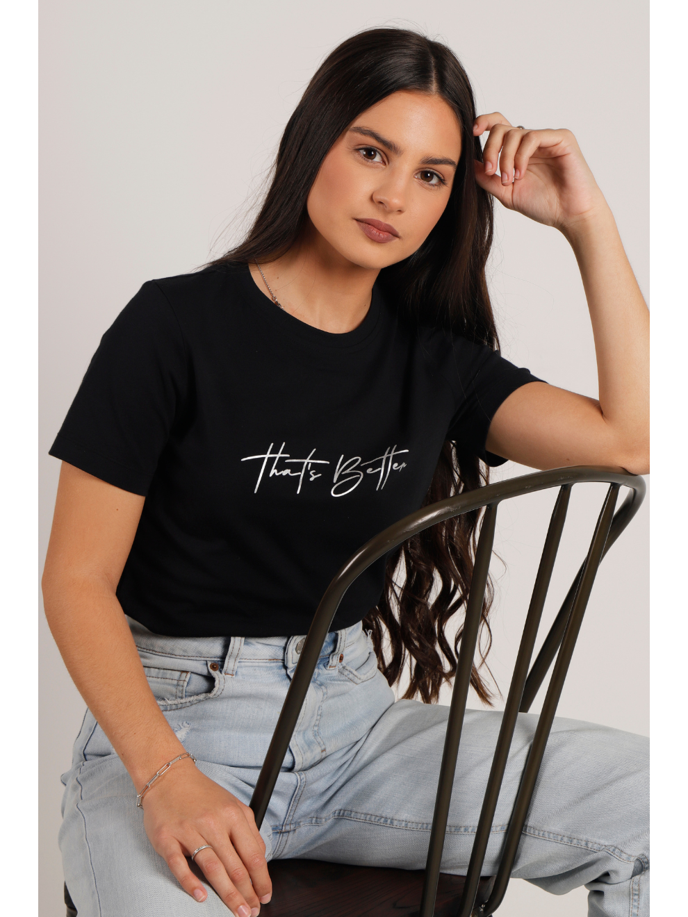 Just Breethe Black Womens Short Sleeve Printed T-Shirt That's Better