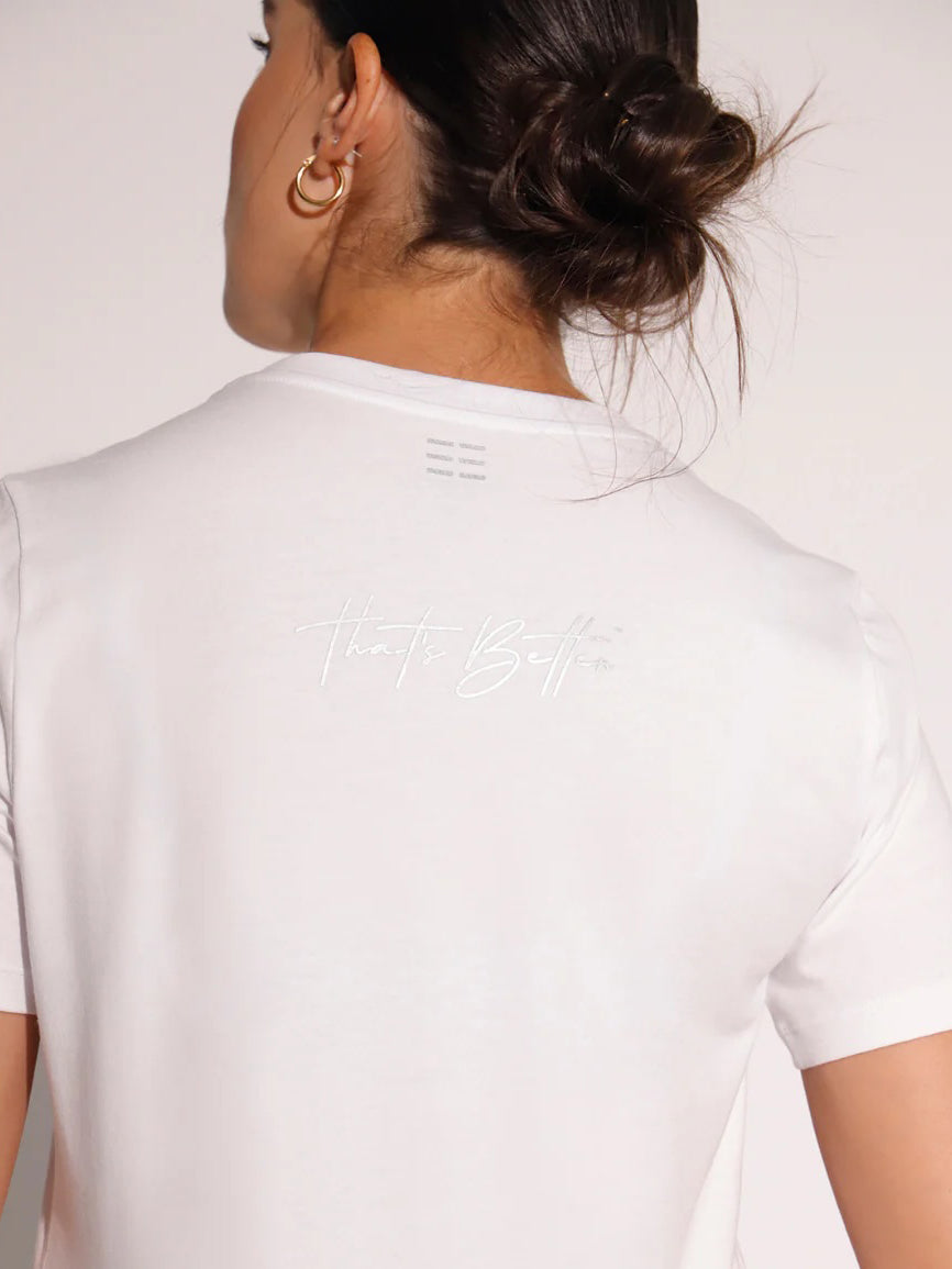 Women's White Short Sleeve Cotton T-Shirt w Print