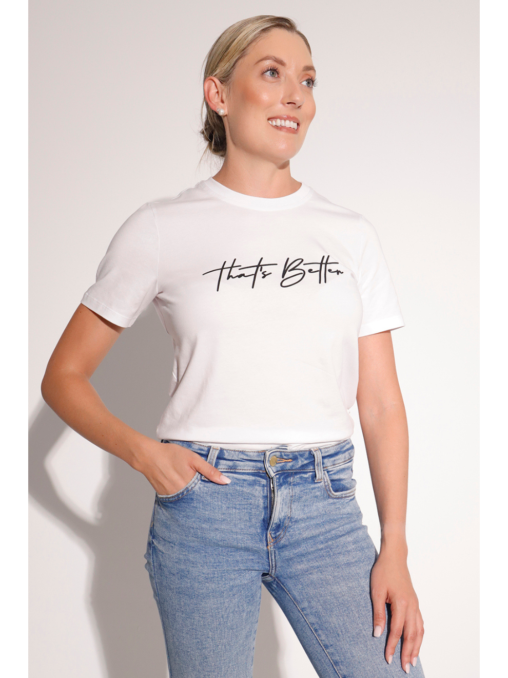 Breeth comfortable cotton womens short sleeve T-shirt in white