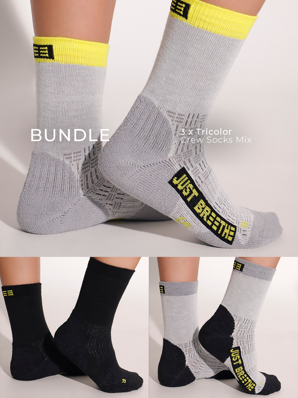 3/4 Crew Coolmax Socks 3-Pack Bundle